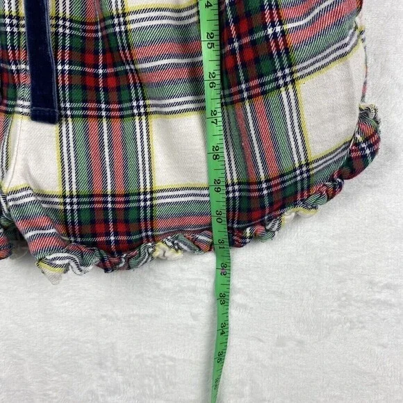 Aerie Romper Womens Medium Multicolor Green Red Flannel Plaid Ruffle Strap - Picture 9 of 11